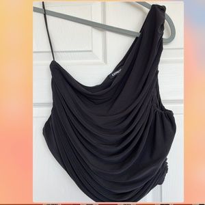NWT Express One Sleeve Black Crop Top Size XL